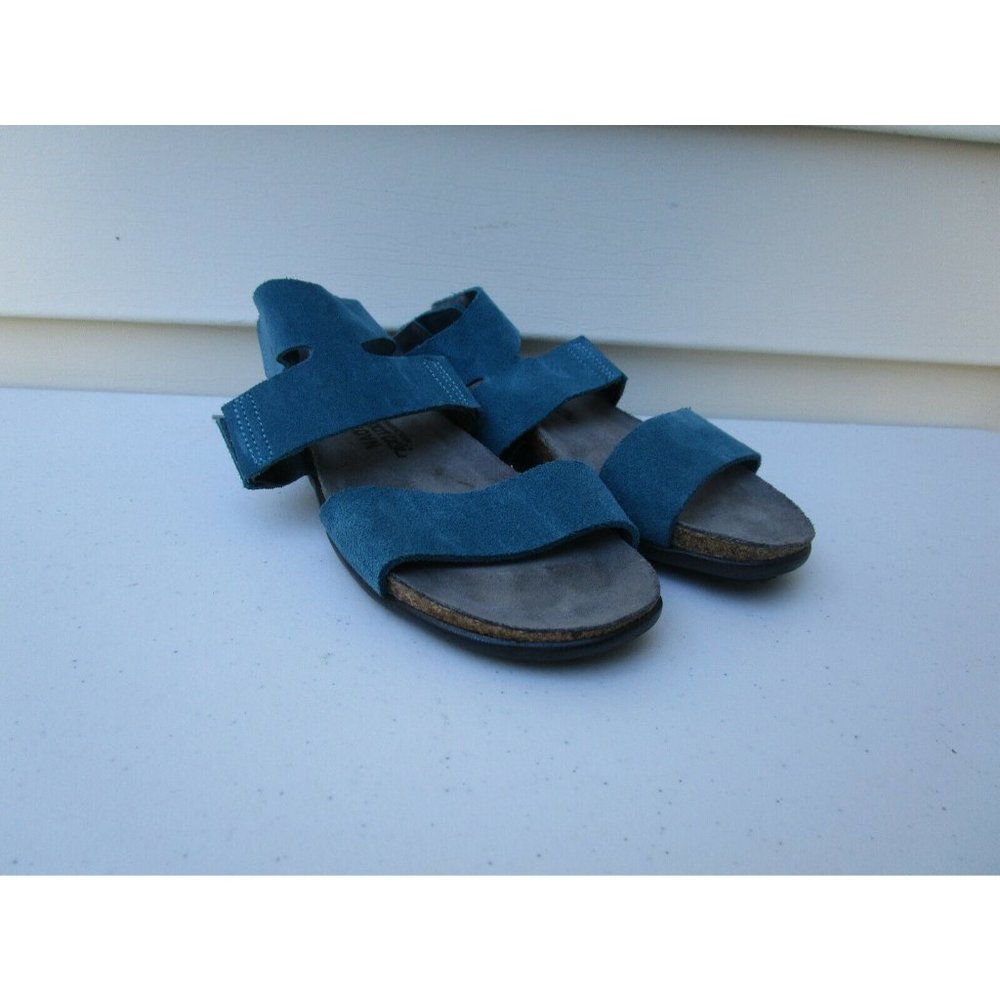 Naot Women's Sandals Blue Leather Ankle Tie Straps Size 6M